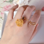 【3way】リング 黄色の薔薇バラのフリーサイズ リングセット指輪～フラワー 花 ゴールド イエロー