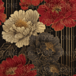 デザインペーパー JAPANESE PEONY BLACK  両面デザインペーパー