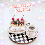 アメリカンダイナー★バナナスプリット&コーヒーセット 1/6sizeミニチュアスイーツ