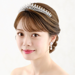 TR08　低め  ロイヤルウェディング　幅広ティアラ　大きめティアラ　横幅ティアラ クラシカル花嫁ティアラ ブライダルティアラ ジルコニア ウェディング  