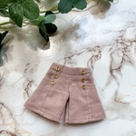 切り替えショートパンツ　コーデュロイくすみピンク