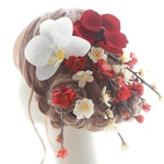 髪飾り　鶴・紅白・梅・芍薬・ガーベラ　結婚式☆ウェディング☆卒業式☆成人式 ヘッドドレス☆ヘアアクセサリー☆ヘアパーツ　和装・振袖・着物 