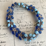 【15コセット】JIRI＊IVANA#czech beads#チェコビーズ　flower14✖️13㍉　cobalt blue light blue/copper