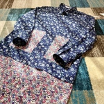 色鮮やかな花柄切替ロングシャツ