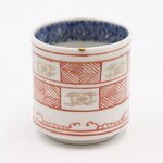 【10%OFF済｜10/31(木)迄】【金継ぎ】手描き 色絵 のぞき ぐい呑み 筒向付 和食器 大正 昭和初期 アンティーク 骨董 和食器（菱）B