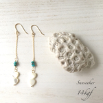 【14kgf】Heart shaped earrings (mother of pearl)