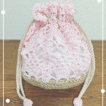 🌻👛再販・麻ひもかご巾着【ピンク】お弁当袋などに