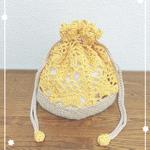🌻👛再再販・麻ひもかご巾着  お弁当袋にも【イエロー】