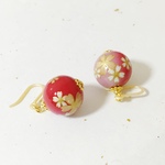 【限定】桜ビーズのひと粒耳飾り（小）　～紅桜～