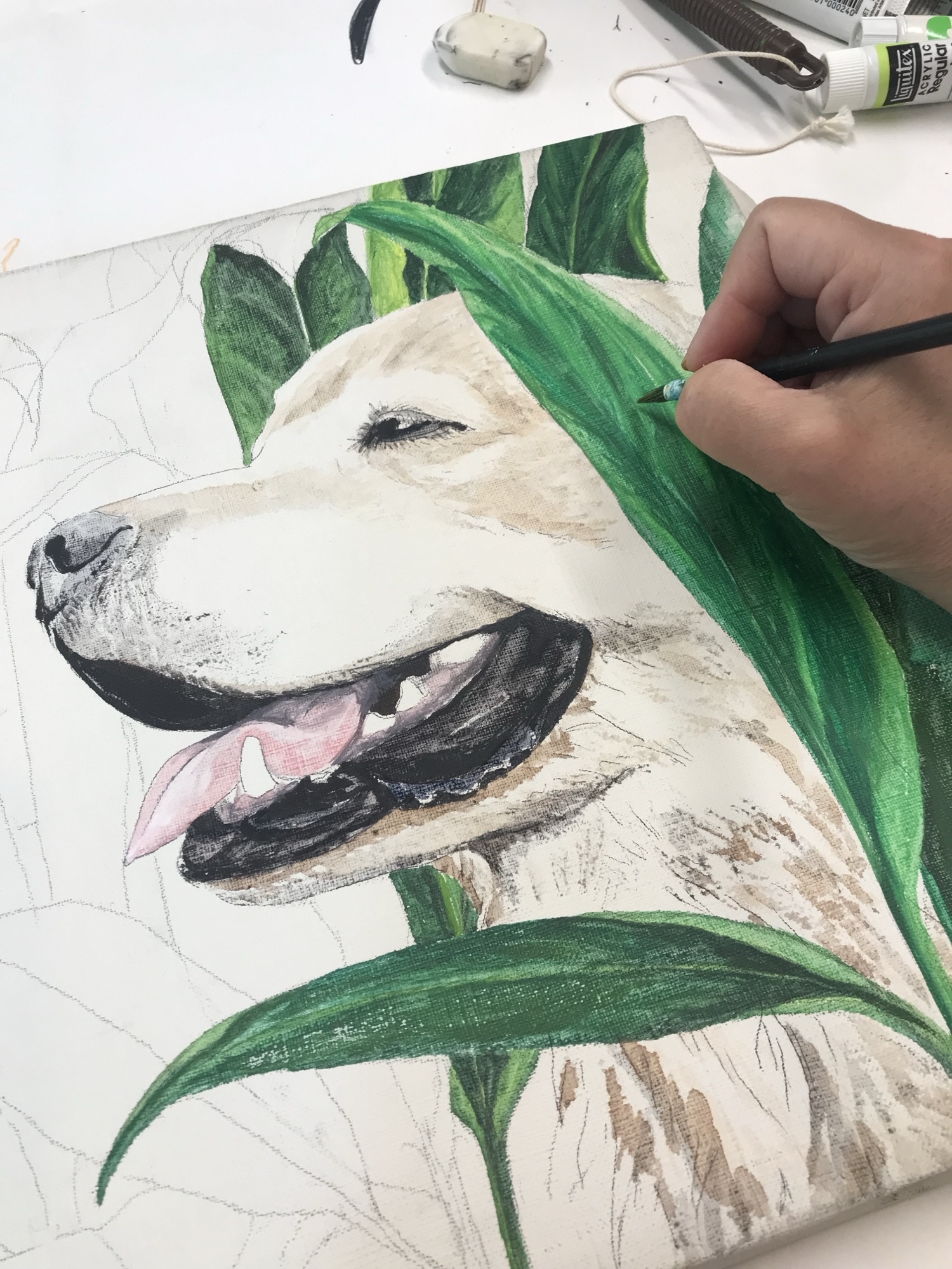 大切な家族 ペットポートレート A4 背景あり - With dog art | minne 