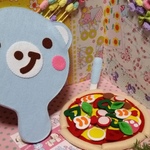 【再販】送料無料☆フェルト☆くまちゃんピザ☆みずいろ☆おままごと