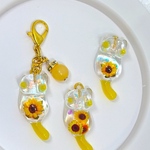 向日葵🌻（透明）猫チャーム（キーホルダー、アンブレラマーカー）