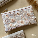 new✨インド刺繍リボン 大人ポーチelegant ivory②♡用途いろいろ！便利なサイズ 