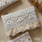 new✨インド刺繍リボン 大人ポーチivory beige♡用途いろいろ！便利なサイズ 