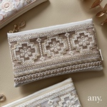 new✨インド刺繍リボン 大人ポーチécru beige♡用途いろいろ！便利なサイズ 