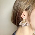 ＊インド刺繍リボン タッセル × ゴールドリボン ピアス＊18KGP＊