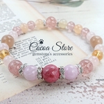 №20012【 自他の愛 】【１点物】自他の愛、慈しみの心を深め、コミュニケーション力を高める チューライト （+ クンツァイト ローズクォーツ ） 天然石 ブレスレット