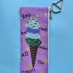 4段アイスの刺繍フラットペンケース　Lavender ver.