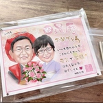 似顔絵オーダー＊長寿のお祝い 「還暦 古希 喜寿 傘寿 米寿 卒寿 百寿」退職 感謝 結婚記念日 結婚祝い 両親へ贈呈品 金婚式 記念日 などに♪