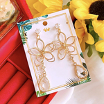 大人可愛い💕大ぶり❣️ワイヤーフラワー.°ஐ.*揺れる♪ハンドメイド ピアス イヤリング レディース アクセサリー✨️