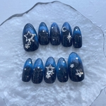 星空　マグネット　宇宙　夜空　ギャラクシー　月　黒　ネイビー　紺　青　シルバー　揺れるチャーム　フレンチ　グラデーション　夏　冬　ハロウィン　クリスマス　ネイル　ネイルチップ