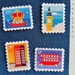 4枚入り　イギリスロンドンバス　刺繍アイロンワッペンシールタイプ