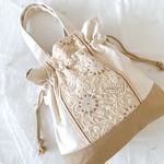 インド刺繍リボン　巾着バッグ