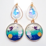 人魚姫と海のピアス イヤリング レジン ビジュー クラゲ 貝