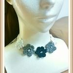 ♡GLAY BLACK WHITE SMALL FLOWER♡cotton ネックレス兼チョーカー