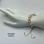 本真珠　あこや真珠　ワイヤーデザイン　ブレスレット