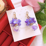 数量限定❣️パープル フラワー.°ஐ.*紫陽花 お洒落 ジルコニア ハンドメイドピアス イヤリング レディース アクセサリー✨️