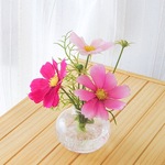 コスモス・ 秋を楽しむ可愛い３色のコスモスグラスアレンジ（S）季節を楽しむガラスとお花のアレンジ・　無料ラッピングあり【桜色の麻の葉和紙（落水シート付】
