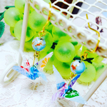 友禅千代紙 水色折り鶴【ミニ】和風ピアス