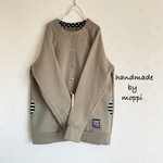 4★ゆったりカーディガン★薄カーキー×ボーダー