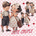 コラージュ用フレークシール Cute couple