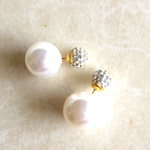 Anna　ラインストーンボールとパールキャッチピアス