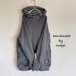 ★タートルフード★濃いグレー杢×ボーダー