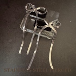 ☆再入荷【2pcs】ステンレスロングリボンピアス　シルバー