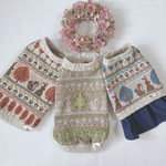 【犬服セミオーダー】パピー犬服小型犬服ロング犬服 きみどりうさぎ＆りす柄ジャガードニット冬服犬服スカート＆重ね着風