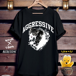 おもしろねこ黒Tシャツ「AGGRESSIVE」
