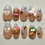 ネイルチップ　夏ネイル　キティ　ギャル