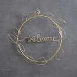真鍮リース.:*月桂樹　ゴールド　ワイヤーアート　玄関　壁飾り　花　インテリア　welcome