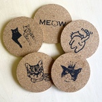 ネコースター　猫　猫柄　コースター　コルク　ティータイム　コーヒー　可愛い