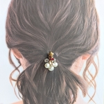 『再販』レッドジェイド　リーフ　パール　じゃらじゃら　ヘアゴム　ギフト　フォーマル　