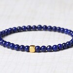 天然小さめラピスラズリ/ガーネット　　細身ブレスレット　男女兼用　