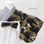 【和柄×グレー】ベビー袴 ベビー着物 初節句 ひな祭り こどもの日 お食い初め 誕生日 60~100cmまで着用可能 - 80~90サイズ