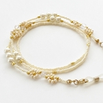 メガネストラップ　パール×お花　メガネチェーン　メガネストラップ　マスクストラップ　ブレスレット　イヤホンストラップ　グラスコード　サングラスストラップ　プレゼント　再販　送料無料　m119g