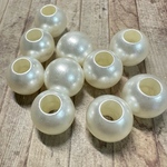 14個 14mm 大穴 プラスチック パール ビーズ  穴5.8mm