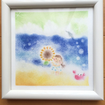 海    ✴︎ひまわりと女の子パステルアート