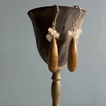 タイガーアイとオパールのピアス　14kgf